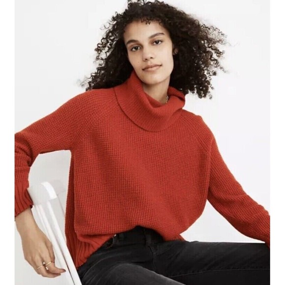Madewell Eastbrook Crossback Turtleneck Sweater S Small Boxy Merino Wool Blend * - Picture 2 of 7